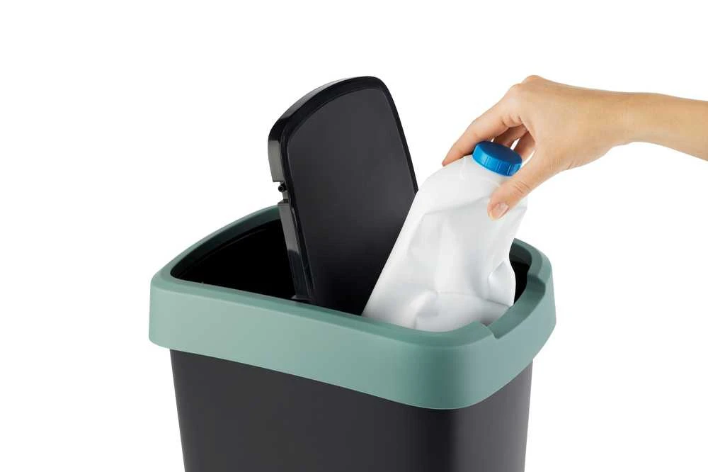 Šiukšliadėžė Rotho Twist, juoda/tamsiai žalia, 25 l