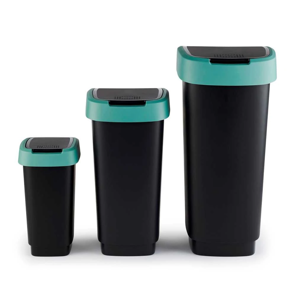 Šiukšliadėžė Rotho Twist, juoda/tamsiai žalia, 25 l
