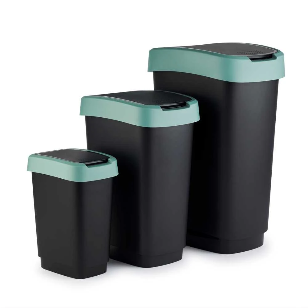 Šiukšliadėžė Rotho Twist, juoda/tamsiai žalia, 25 l