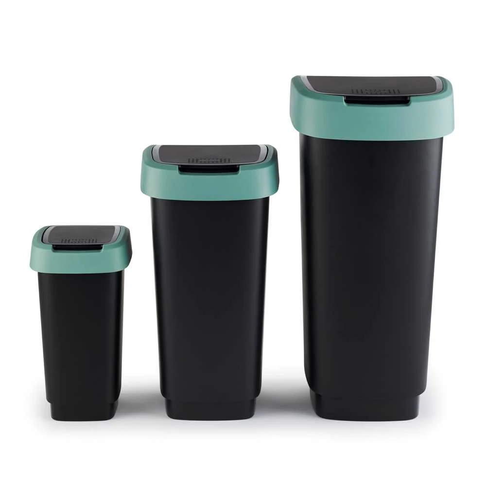 Šiukšliadėžė Rotho Twist, juoda/tamsiai žalia, 50 l