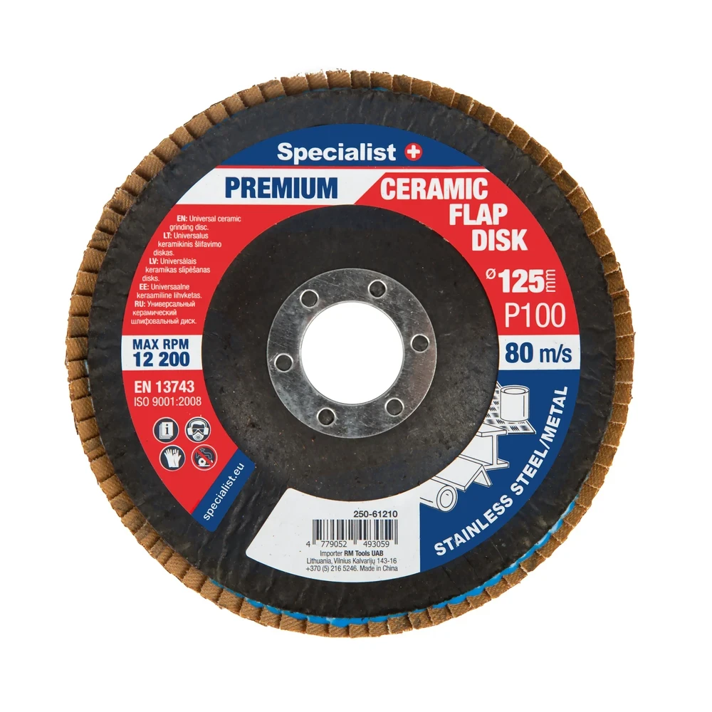 Lapelinis šlifavimo diskas 125 mm, P100, Ceramic PREMIUM, SPECIALIST+