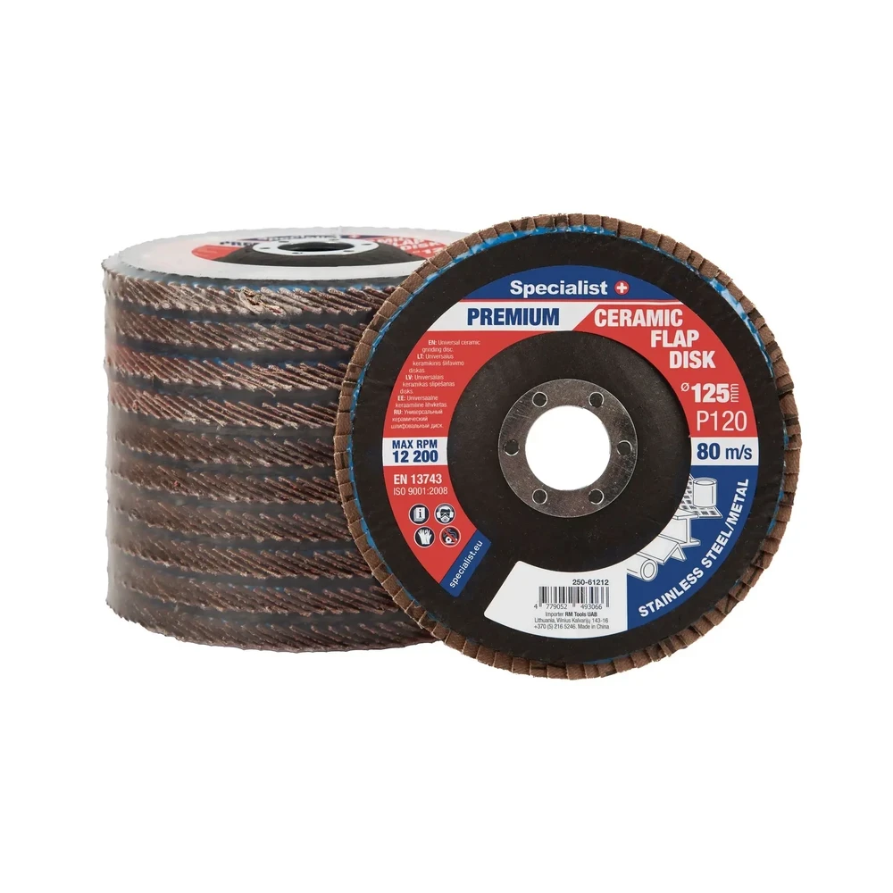 Lapelinis šlifavimo diskas 125 mm, P120, Ceramic PREMIUM, SPECIALIST+