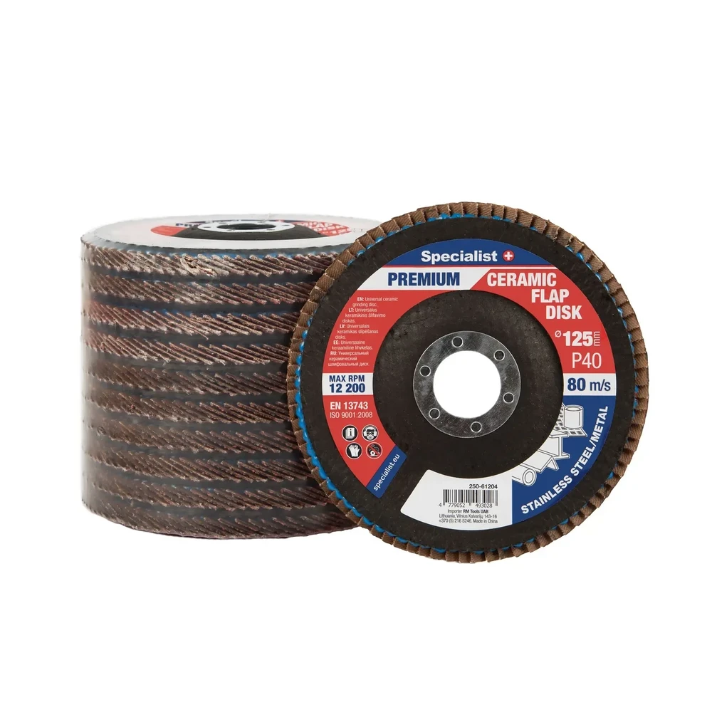 Lapelinis šlifavimo diskas 125 mm, P40, Ceramic PREMIUM, SPECIALIST+