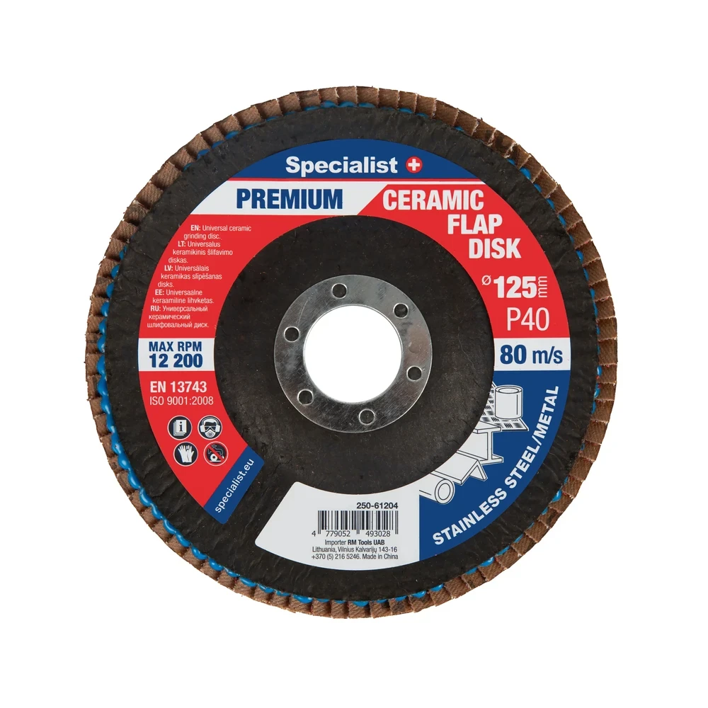 Lapelinis šlifavimo diskas 125 mm, P40, Ceramic PREMIUM, SPECIALIST+