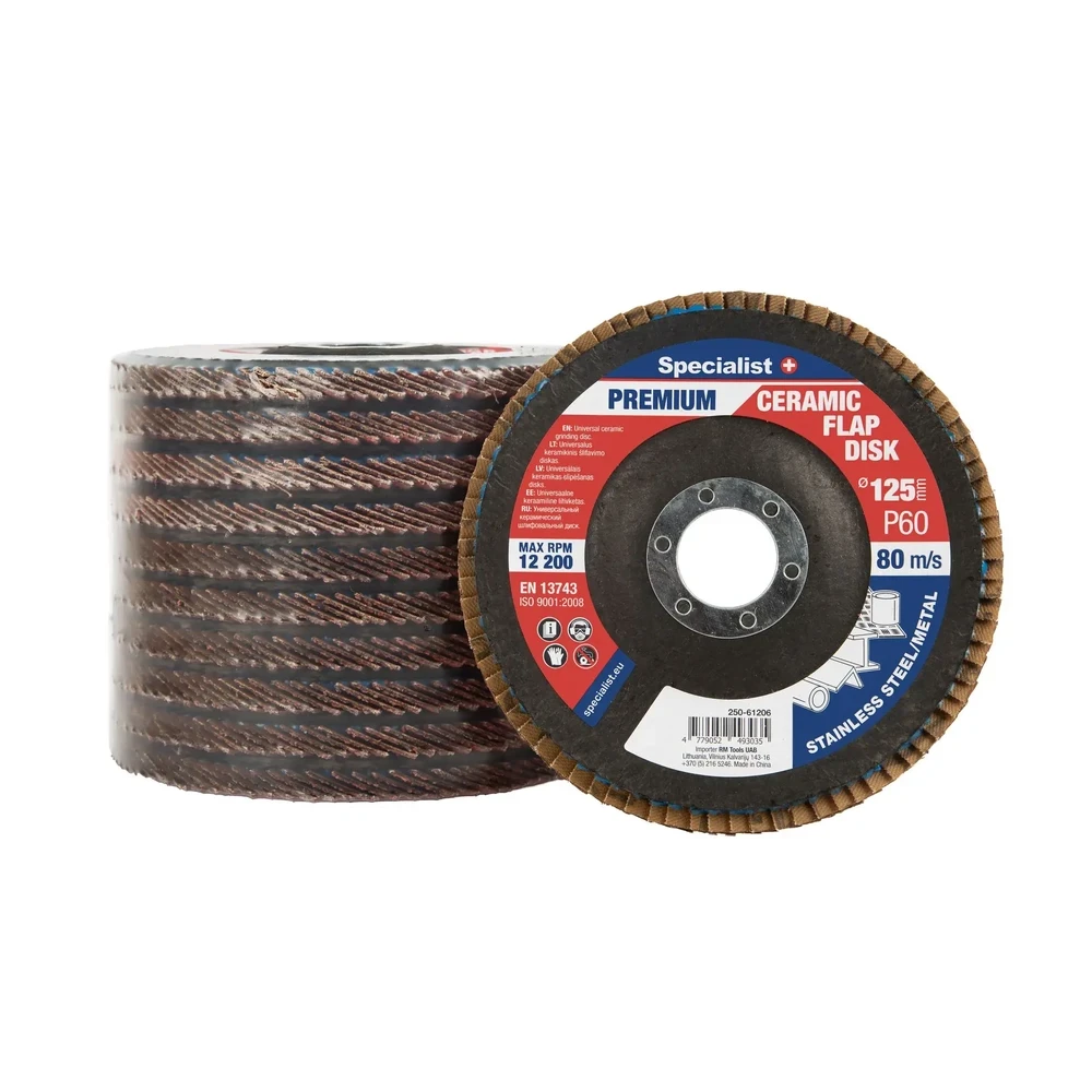 Lapelinis šlifavimo diskas 125 mm, P60, Ceramic PREMIUM, SPECIALIST+