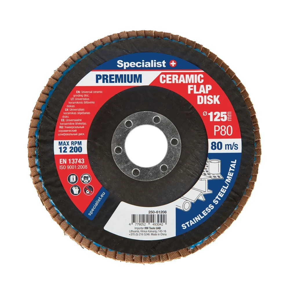 Lapelinis šlifavimo diskas 125 mm, P80, Ceramic PREMIUM, SPECIALIST+