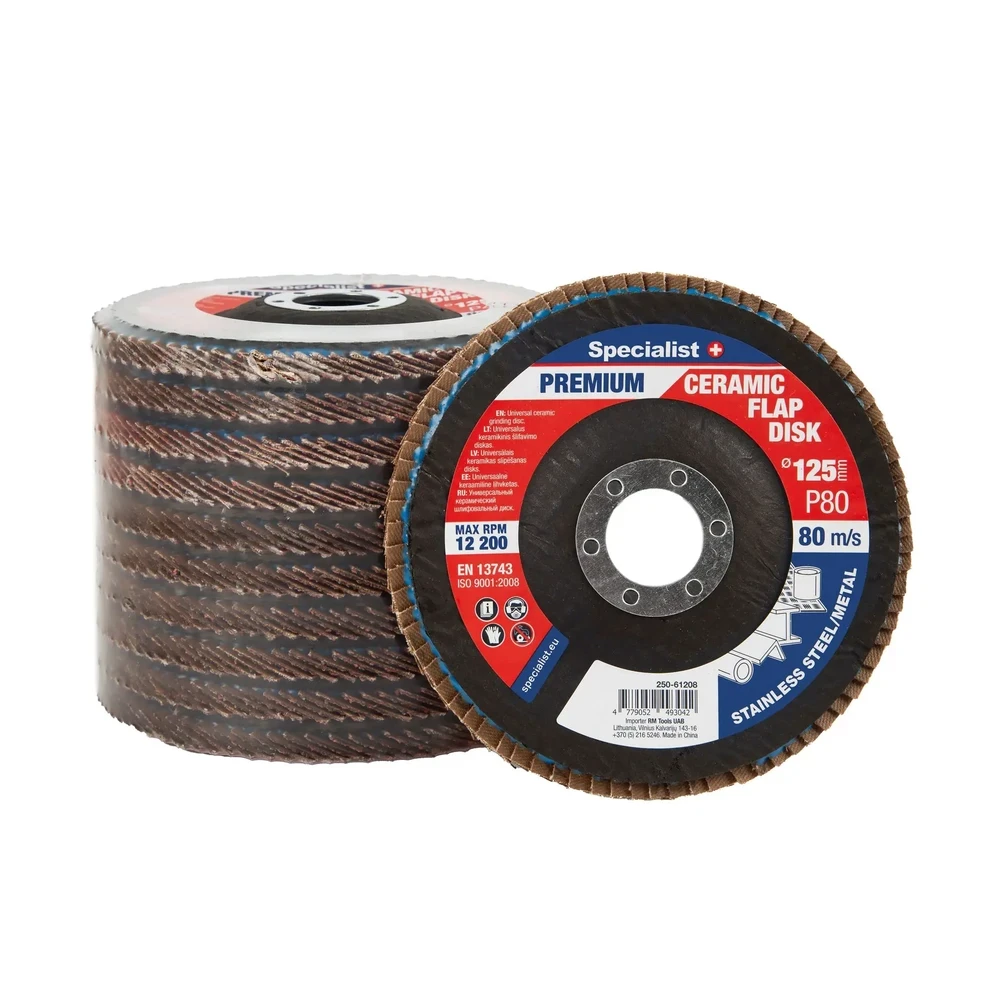 Lapelinis šlifavimo diskas 125 mm, P80, Ceramic PREMIUM, SPECIALIST+