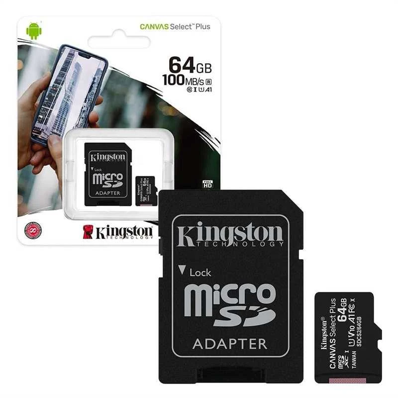 Atminties kortelė Kingston Canvas Select Plus MicroSDXC, 64 GB, su SD adapteriu
