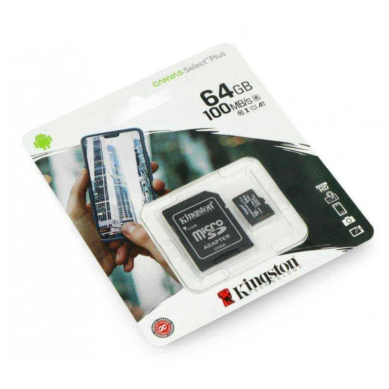 Atminties kortelė Kingston Canvas Select Plus MicroSDXC, 64 GB, su SD adapteriu