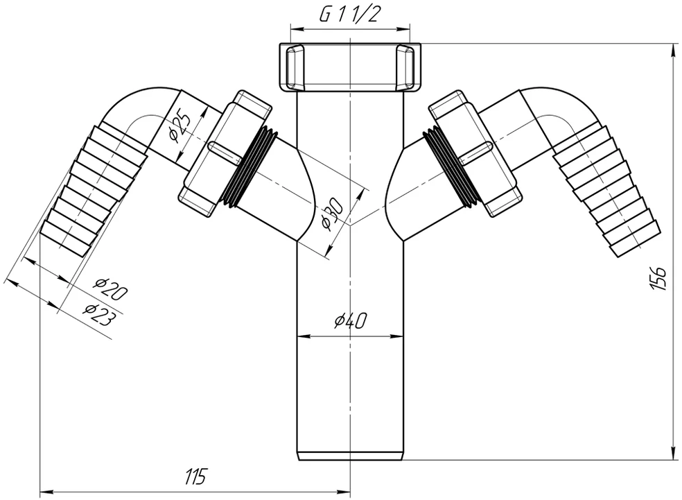 Ani Plast Ani_Plast Atšaka skalbimo mašinai ir indaplovei, 1 1/2x40mm