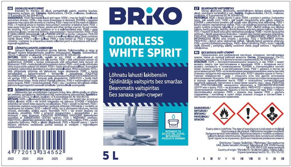 Briko Baltas Spirit Odorless Briko 5L