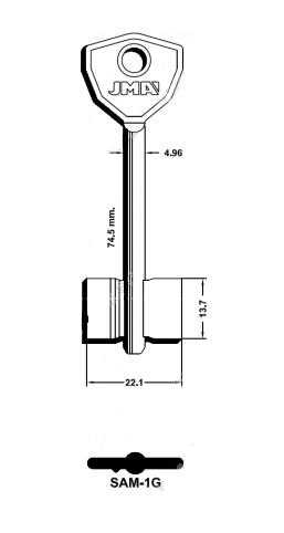 Atslēgu izejmateriāls Jma SAM - 1G. 1 gab.