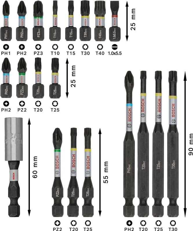 Bosch 20 dalių antgalių kompl. PRO Impact