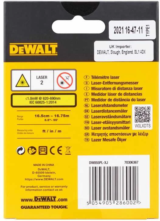 DeWalt kišeninis lazerinis atstumų matuoklis DW055PL
