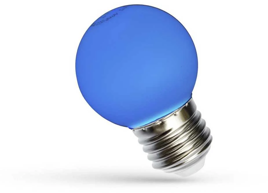LED lempa, Spectrum, P45, 1W, E27, mėlynos spalvos