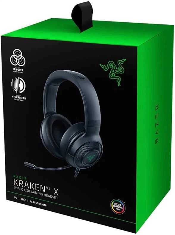 Razer Kraken V3 X žaidimų ausinės su laidu, USB Type-A Juodos