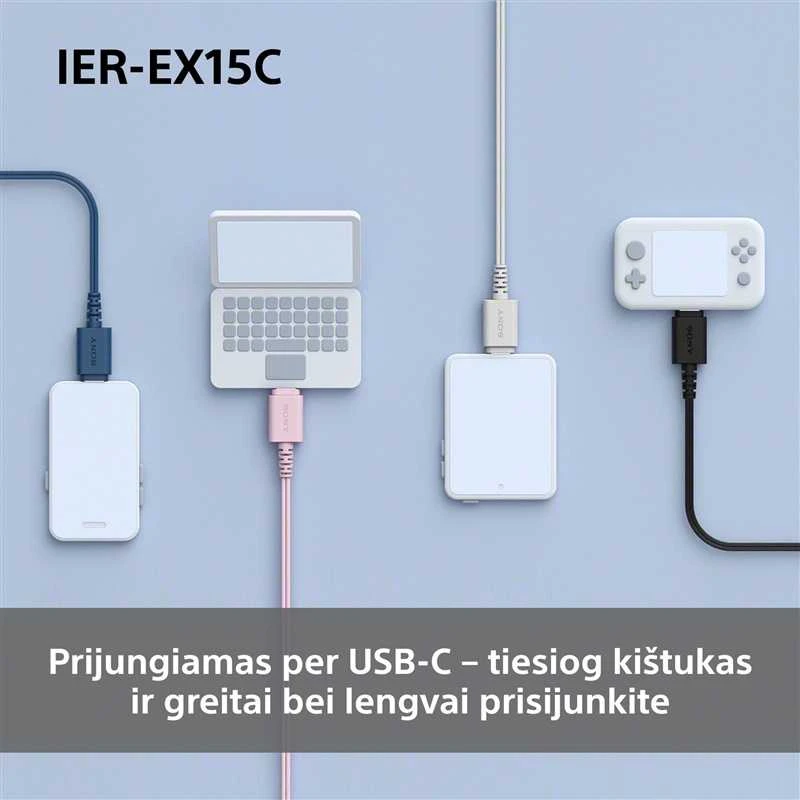 Sony Earbuds | IER‑EX15C | su laidu | į ausis įkišamos | Mikrofonas | Mėlyna