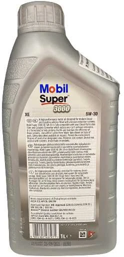 Automobilio variklio tepalas Mobil Super 3000 XE 5W - 30, sintetinis, 1 l