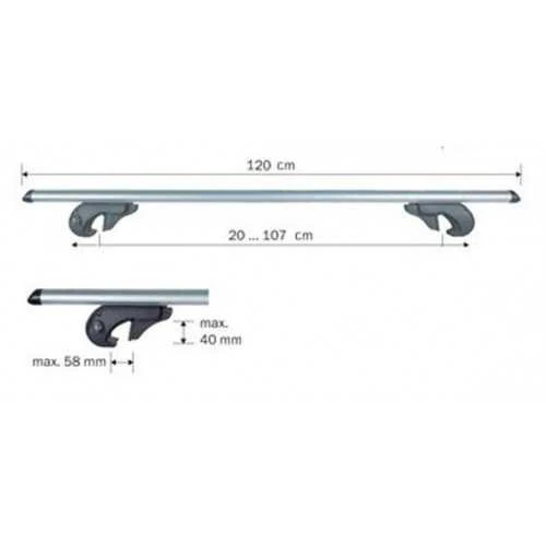 Automobilių stogo skersiniai Menabo Brio, 120 cm, 2 vnt.