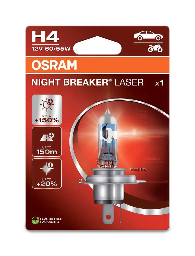 OSRAM Night Breaker Laser H4 lemputė pakuotėje