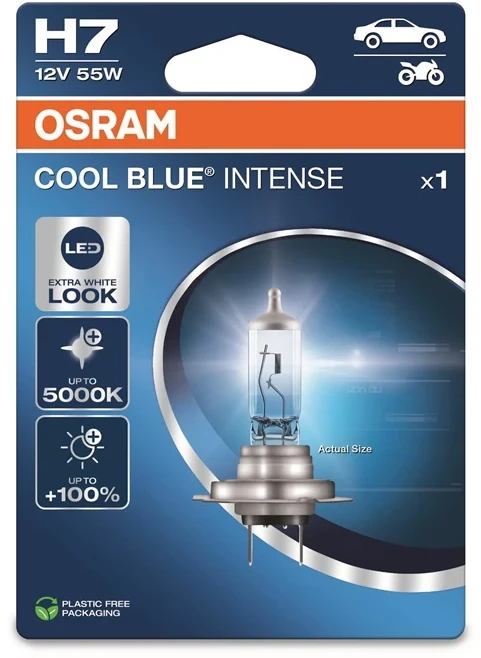 Auto spuldze Osram 64210CBN-1BL, halogēnā spuldze, caurspīdīga/zila, 12 V