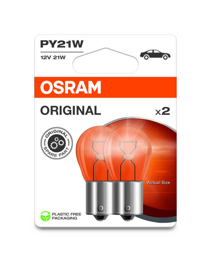 OSRAM Automobilinės lemputės 21W 12V BAU15S (geltona) 2vnt