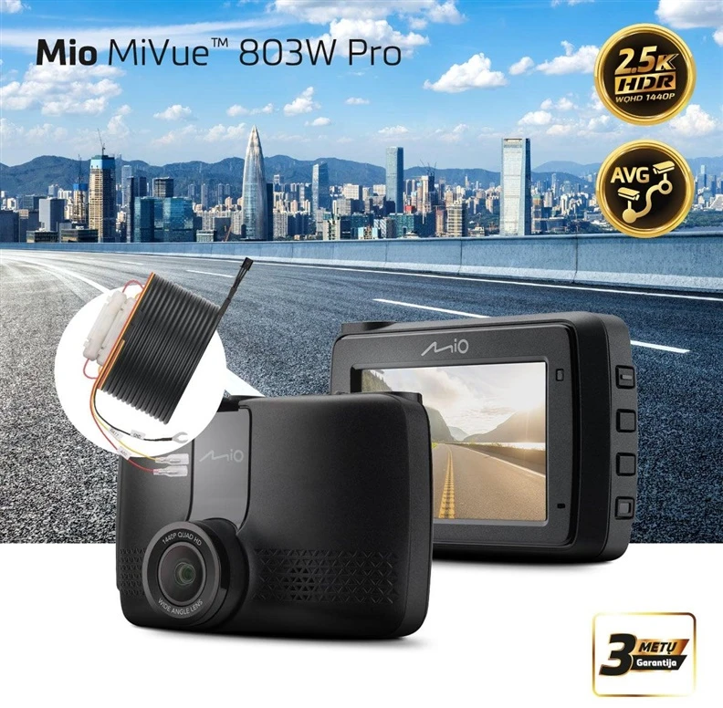Automašīnas kamera Mio MiVue 803W PRO 2.5K. HDR. WIFI. GPS