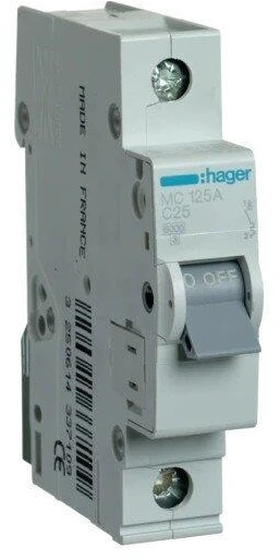 Automatinis jungiklis Hager MC125 (25A, 1P, 230V, 6kA)