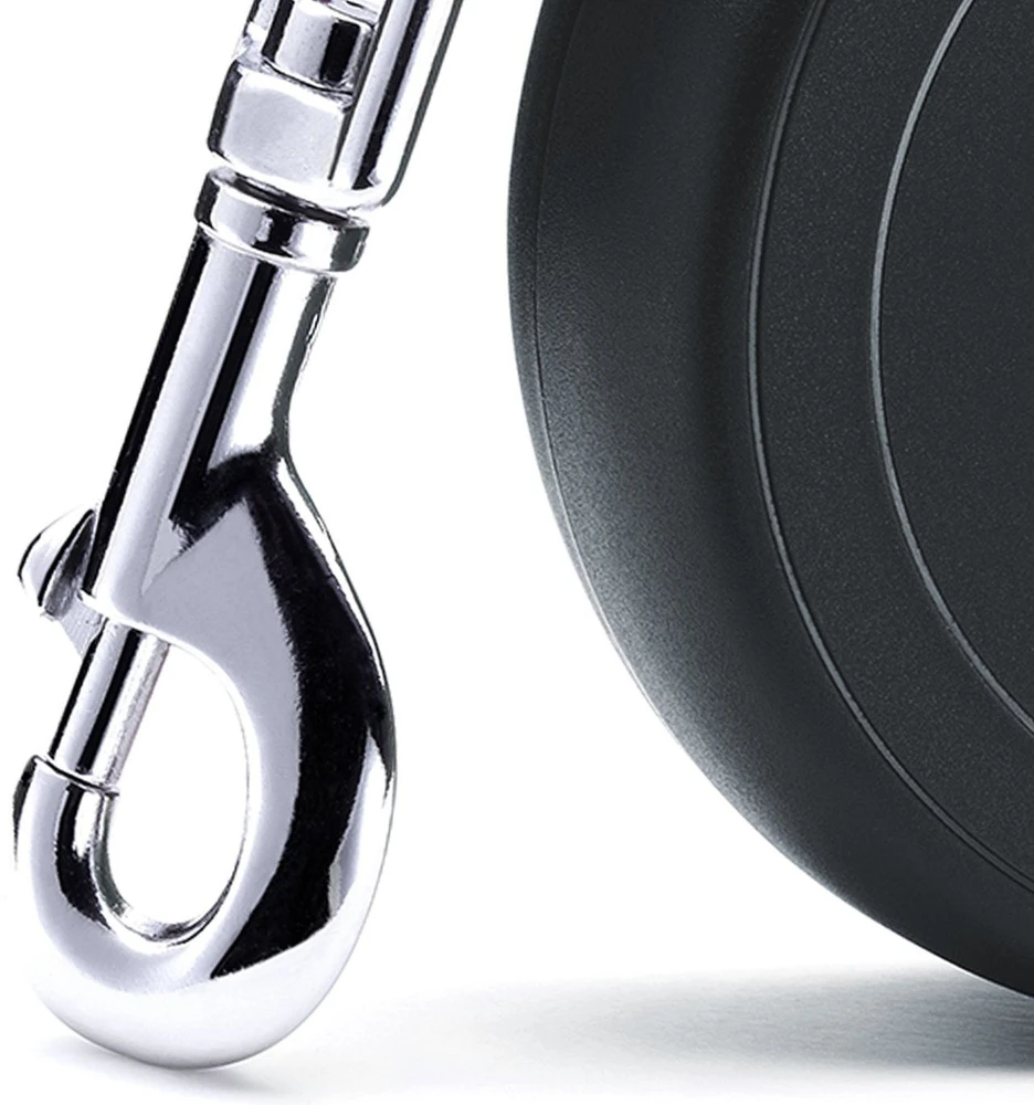 Automatinis pavadėlis Flexi New Classic virvelė, juodos spalvos, S 8m