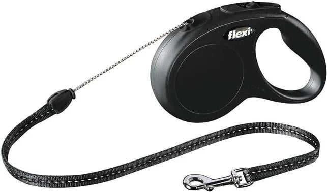 Automātiskā pavada Flexi New Classic Cord, melna krās., S 5m