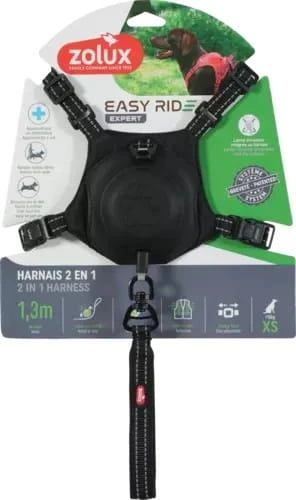 Zolux šuniui pakinktai su automatiniu pavadėliu Easyride XS juoda