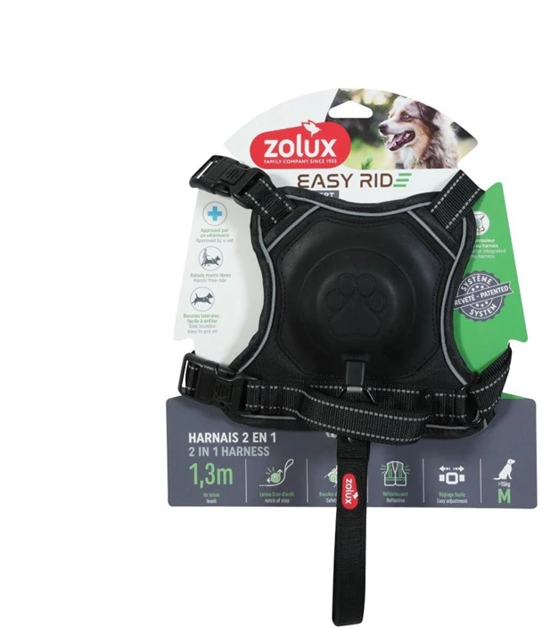 Zolux Zolux petnešos su automatiniu pavadėliu Easyride M juoda