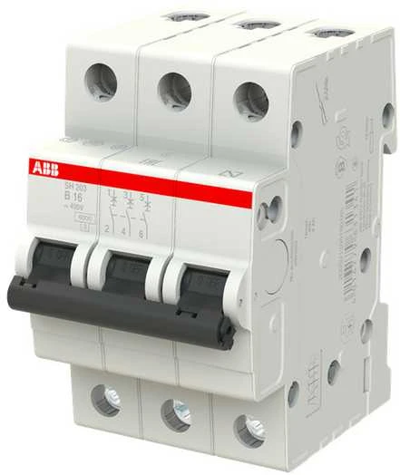 Automatinis jungiklis ABB SH203, 3P, B, 16A, 6kA