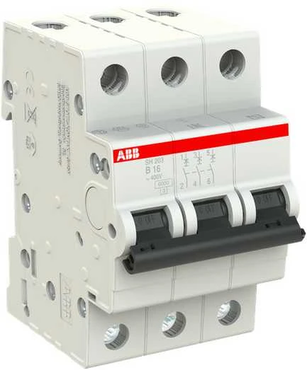 Automatinis jungiklis ABB SH203, 3P, B, 16A, 6kA