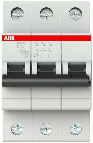 Automatinis jungiklis ABB SH203, 3P, C, 16A, 6kA