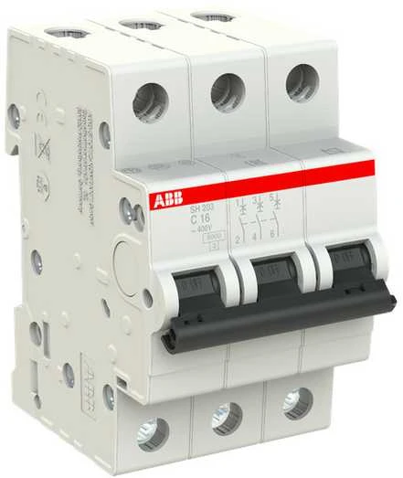 Automatinis jungiklis ABB SH203, 3P, C, 16A, 6kA