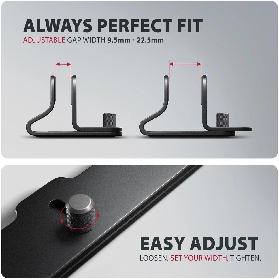 AXAGON STND-VB Vertical Nešiojamas kompiuteris Stand, adjustable width, aliuminio – juodas