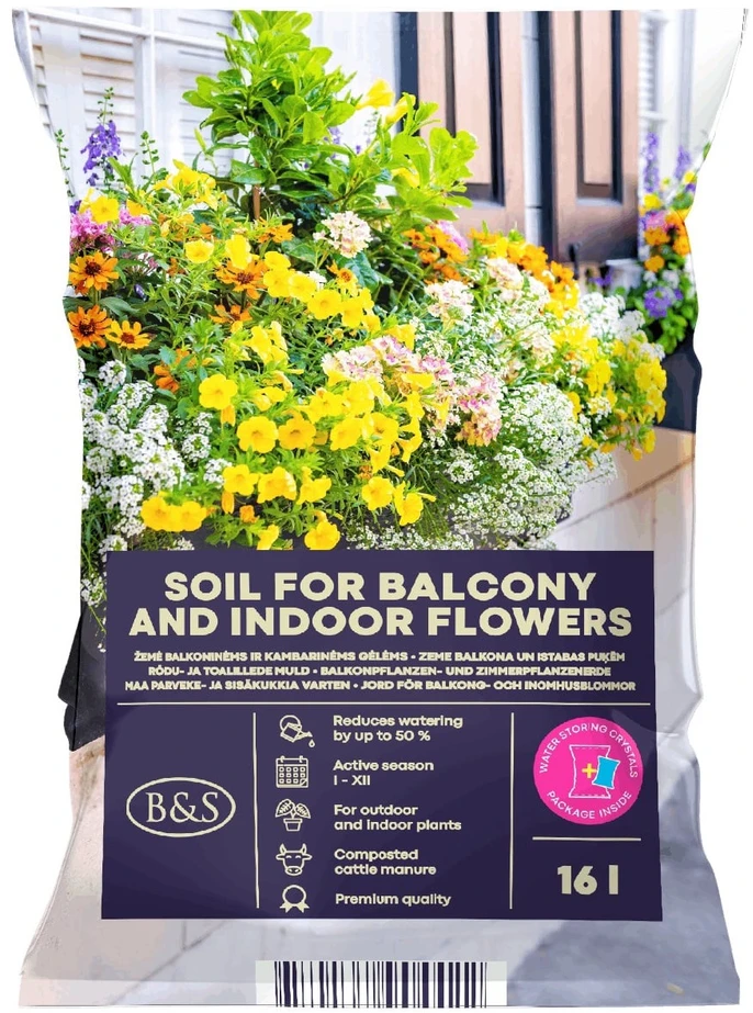 B AND S Žemė balkoninėms ir kambarinėms gėlėms, 16 l