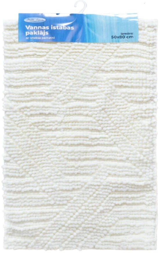 Baltic Aqua Vannas istabas paklājiņš 50x80cm Square, balts