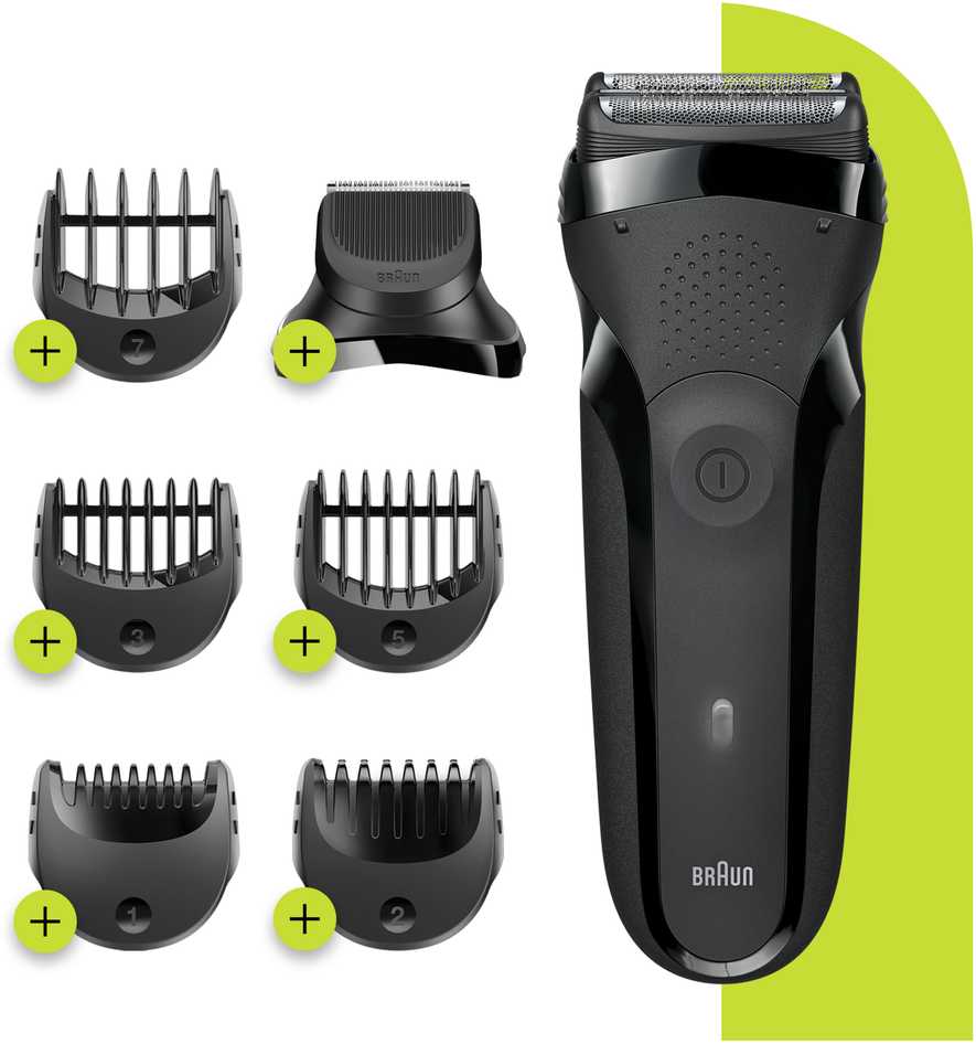 Barzdaskutė Braun | Shaver | Series 3 Shave&Style 300BT | Operating time (max) 30 min | NiMH | Juodas/Žalias