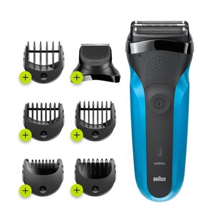 Barzdaskutė Braun Series 3 310BT Skustuvas Apkarpymo mašinėlė Juoda, Mėlyna
