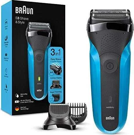 Barzdaskutė Braun Series 3 310BT Skustuvas Apkarpymo mašinėlė Juoda, Mėlyna