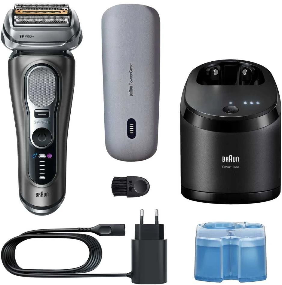 Braun 9675CC Barzdaskutė Series 9 PRO+ Clean&Charge +Power Case / pilkas