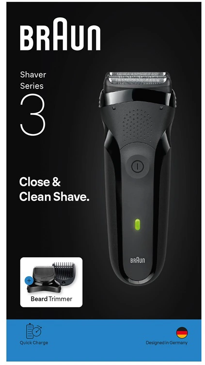 Barzdaskutė Braun Series 3+ 3000BT, juoda