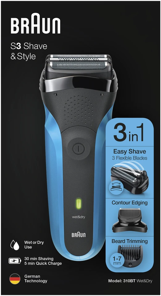 Barzdaskutė Braun 310BT WD, ni-mh, mėlyna/juoda