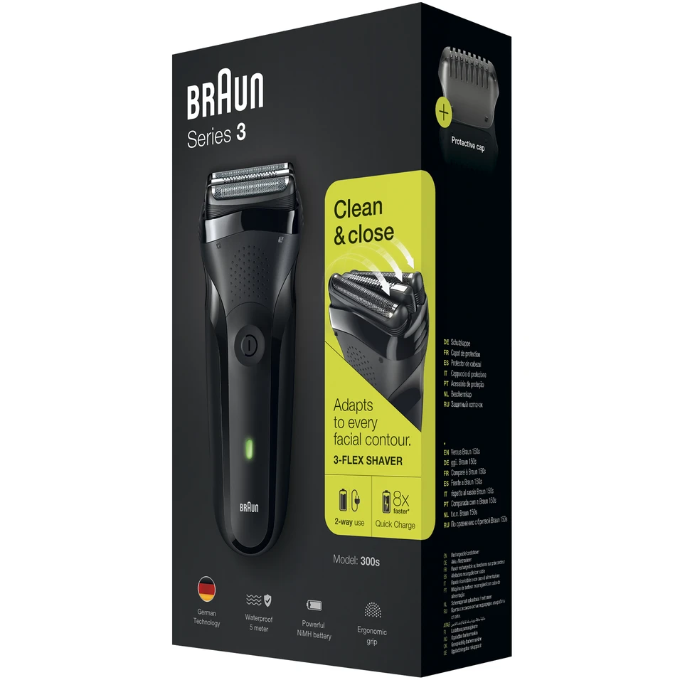 Barzdaskutė Braun Series 3 300S, ni-mh, juoda sp./pilka sp.