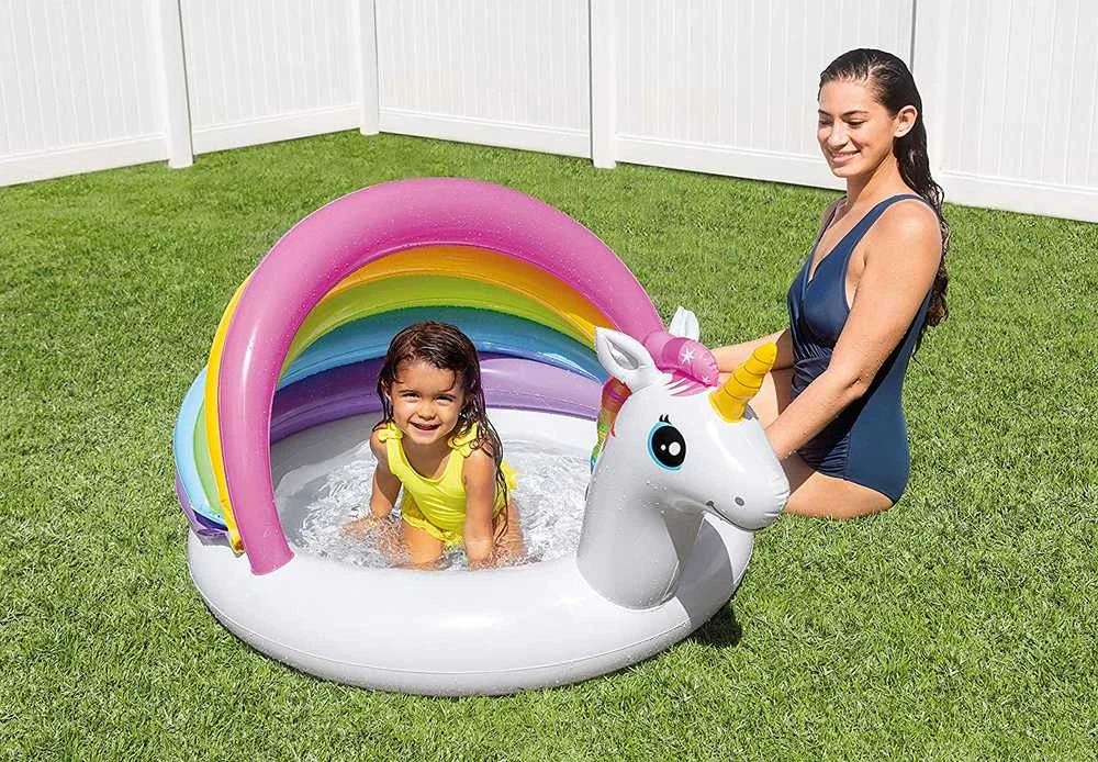 Intex Baby Pool Unicorn Baltas / Spalvotas, Amžius 1-3, 127 x 102 x 69 cm