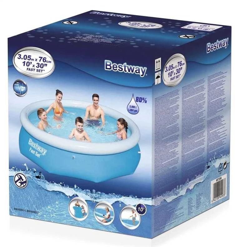 Baseinas, pripučiamas Bestway Fast Set 57266, mėlyna sp., 305 x 76 cm