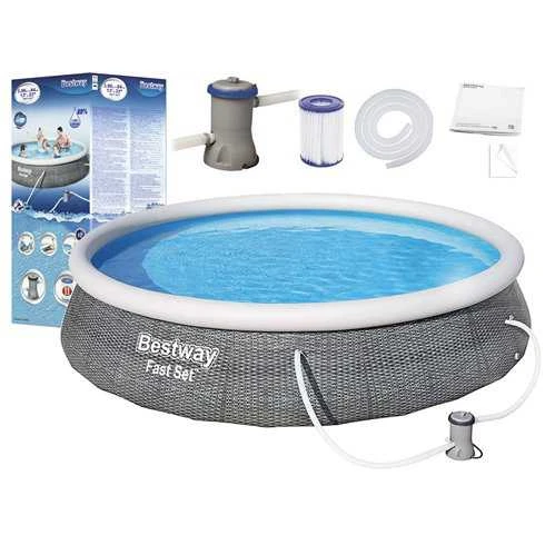 Baseinas, pripučiamas Bestway Fast set 57376, baltos spalvos/pilkos spalvos, 396 x 84 cm