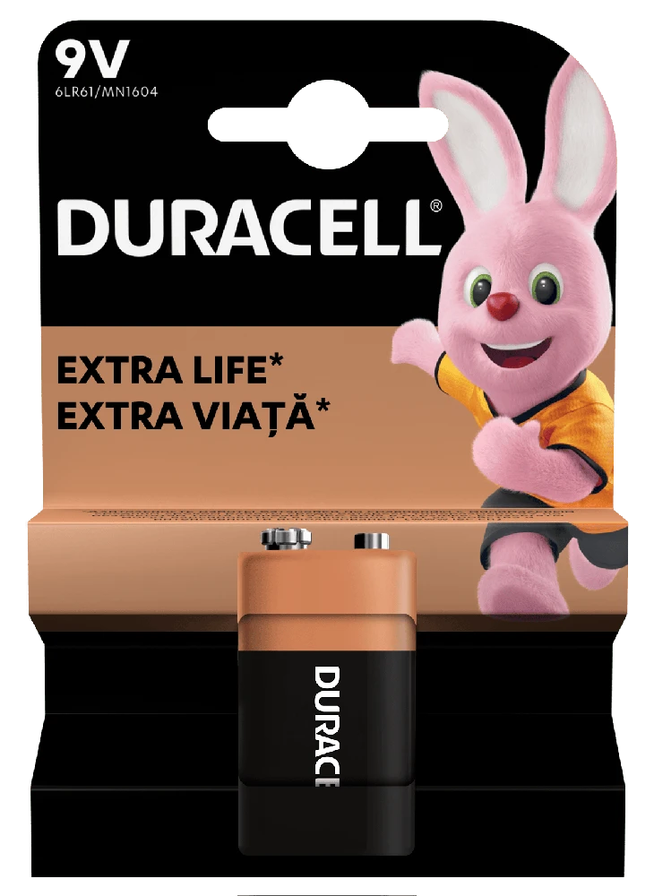 Baterijos DURACELL 9V, LR61, 1vnt